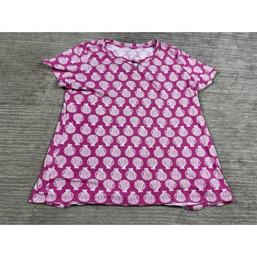Kim Rogers Petite Top Womens PXL Pink Short Sleeve Shell Cotton Blend